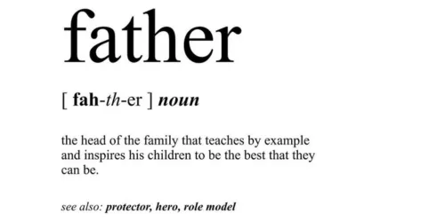 Ordbogsdefinition af “father”: familiens overhoved, der lærer ved sit eksempel